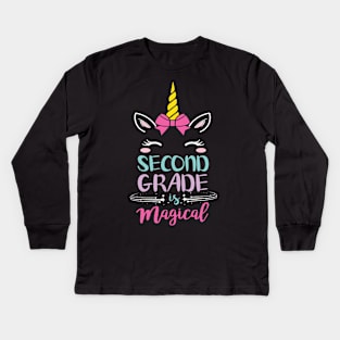 Second Grade Is Magical Unicorn Students First Day Of School Back To School Kids Long Sleeve T-Shirt